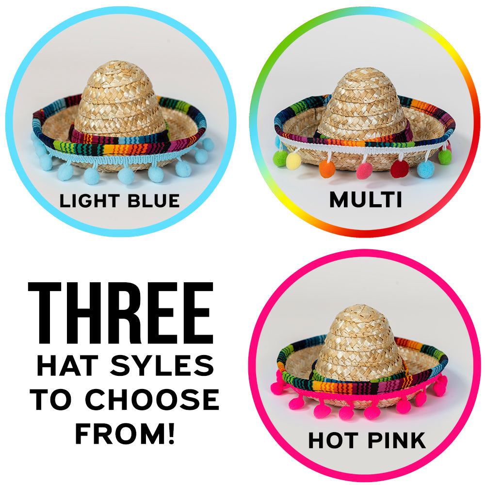 Different options for poms on hats.
