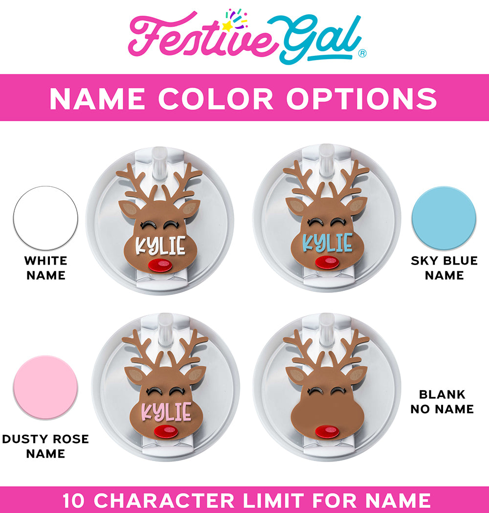 Christmas Stanley Cup Accessories - Reindeer Tumbler Tag - Customize Yours!