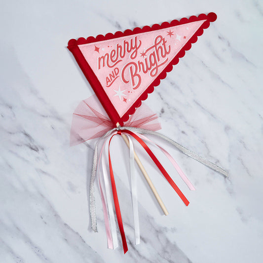 "Merry and Bright" Christmas Pennant - Fun Christmas Party Decor