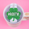 Shamrock Stanley name plate in green plaid. Stanley Personalized Tumbler Name Tag - Make it Yours!