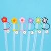 All flower option straw toppers with enamel initial charms.