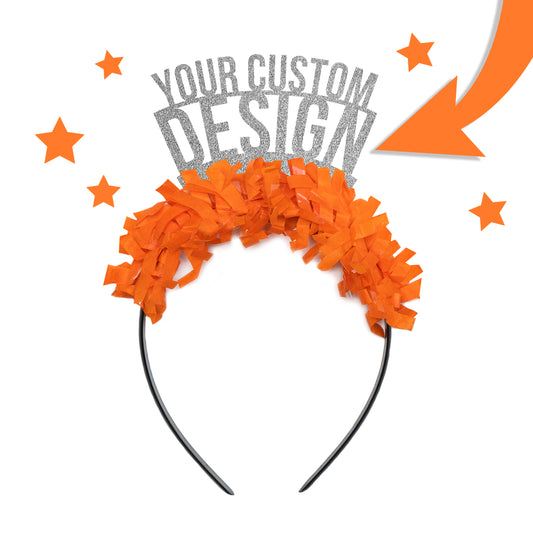 College Football Fan Gear -  Fully Custom "Game Day" Headband Customize Yours!silver and orange custom game day party headband crown