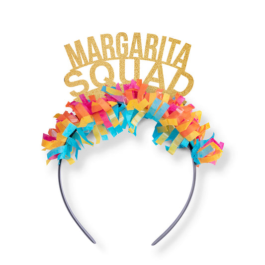 Cinco De Mayo Fiesta themed party crown headband that says Margarita Squad