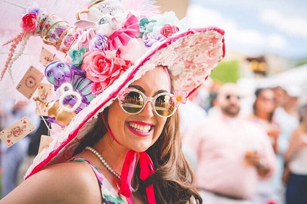 2017 Kevlyn wearing an extravagant Kentucky Derby hat.