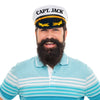 Man wearing captain hat that says "Capt. Jack"