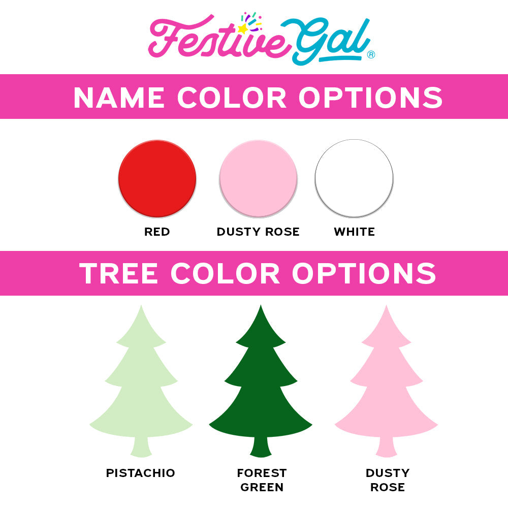 Christmas Tree Stanley Name Plate acrylic color options