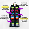 Mexican serape graduation stole with blue butterflies and flowers
