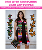 Mexican Graduation Stole with Orange Butterflies and Flowers