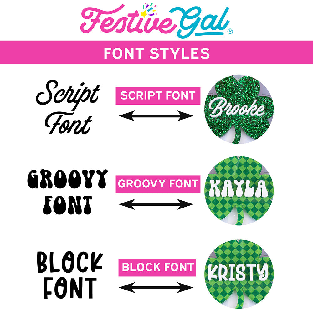 Shamrock Stanley name plate font options. Stanley Personalized Tumbler Name Tag - Make it Yours!