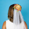 Multi Pom sombrero with veil.