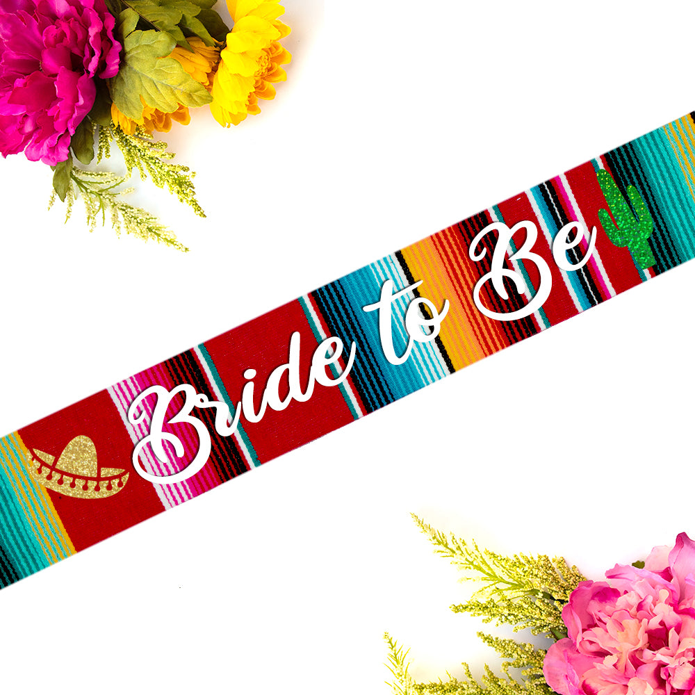 Red bride to be serape sash.