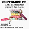 Silicone beaded wristlet keychain with a custom initial letter charm