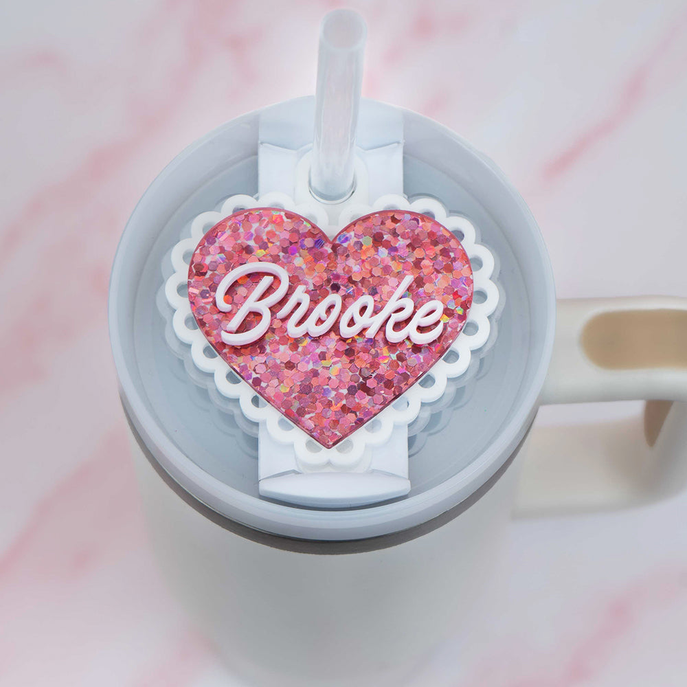 Valentine Heart Stanley Name Tag, Personalized Stanley Cup Accessory