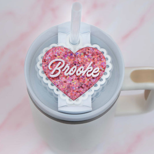 Valentine Heart Stanley Name Tag. Personalized Stanley Cup - Valentine Heart Stanley Name Tag