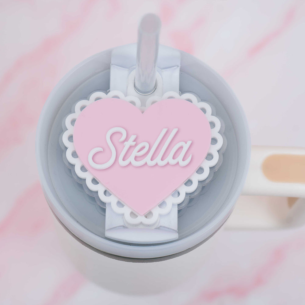 Valentine Heart Stanley Name Tag. Personalized Stanley Cup - Valentine Heart Stanley Name Tag
