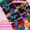 Mexican Graduation Stole with Blue Butterflies and Flowers