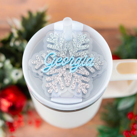 Personalized Stanley Tumbler Accessories "Snowflake" Name Tag
