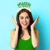 St. Patrick's Day Party Crown Headband in white and green saying Happy St. Paddy's