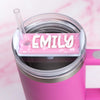 Stanley name plate in pink terrazzo and white