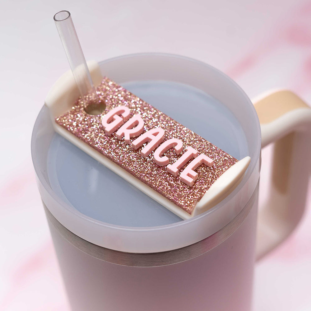 Stanley name plate in rose gold and dusty rose