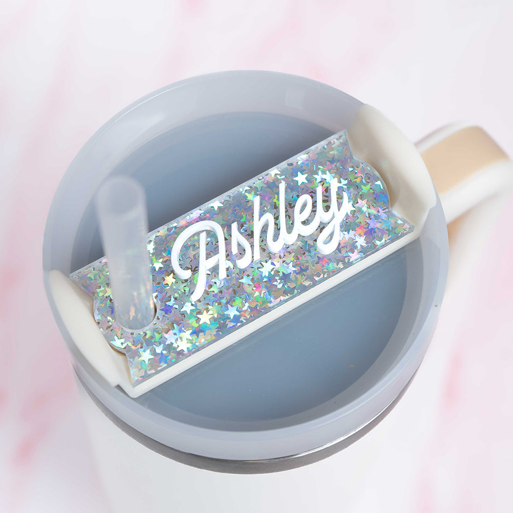Personalized Tumbler ID Tag, Straw Topper, Stanley Name Plate