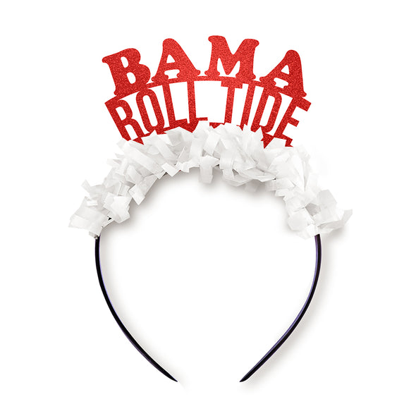 Alabama Red and White Game Day Party Headband that says Bama Roll Tide