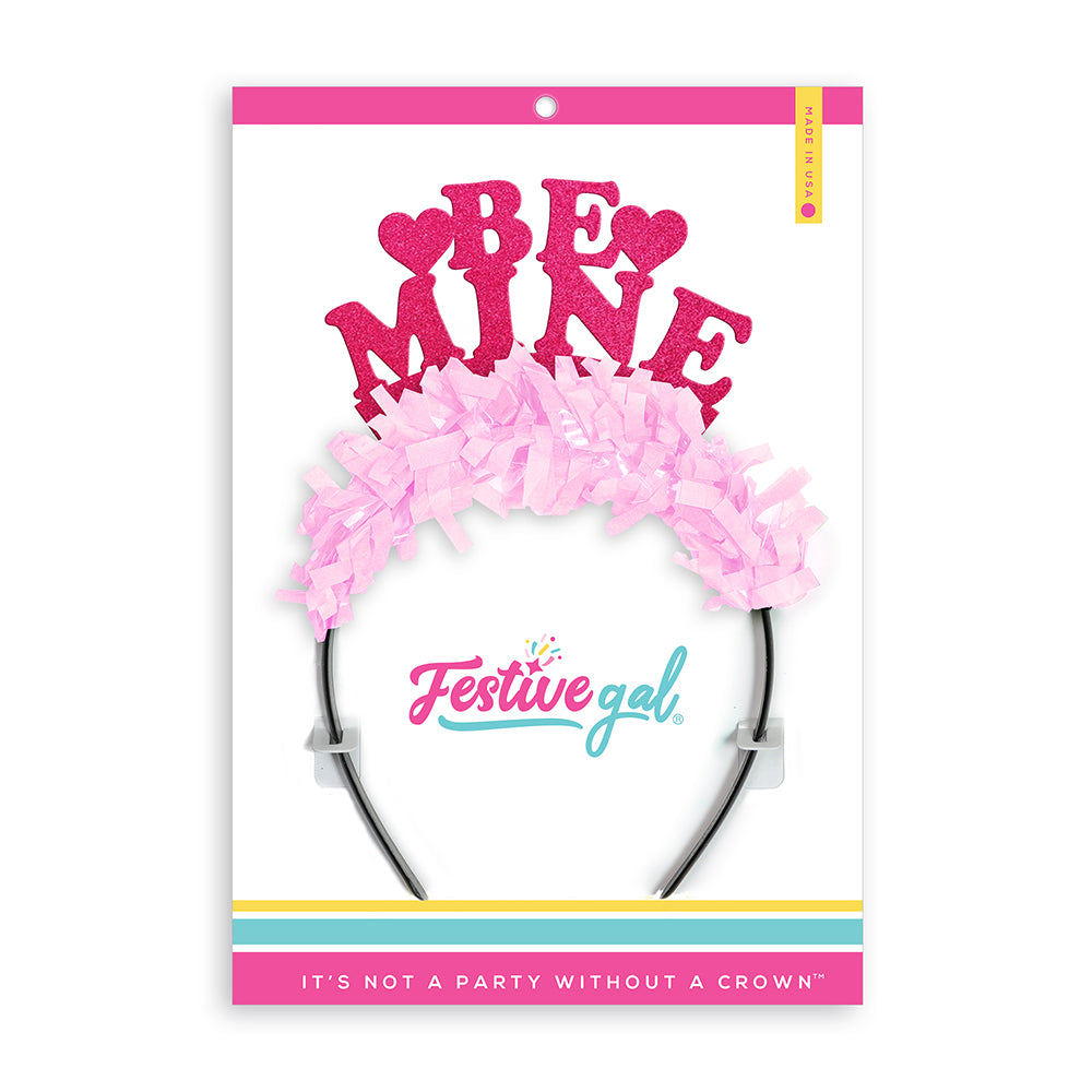 Valentines Day party headband that says BE MINE