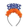 Royal and Orange Florida Game Day Party crown headband that says Chomp Chomp