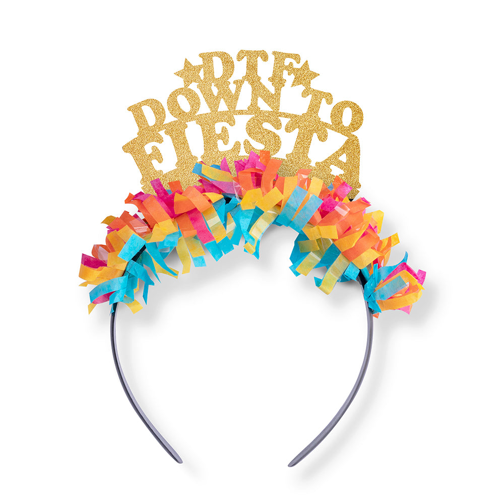 Cinco De Mayo Fiesta themed party crown headband that says DTF Down To Fiesta