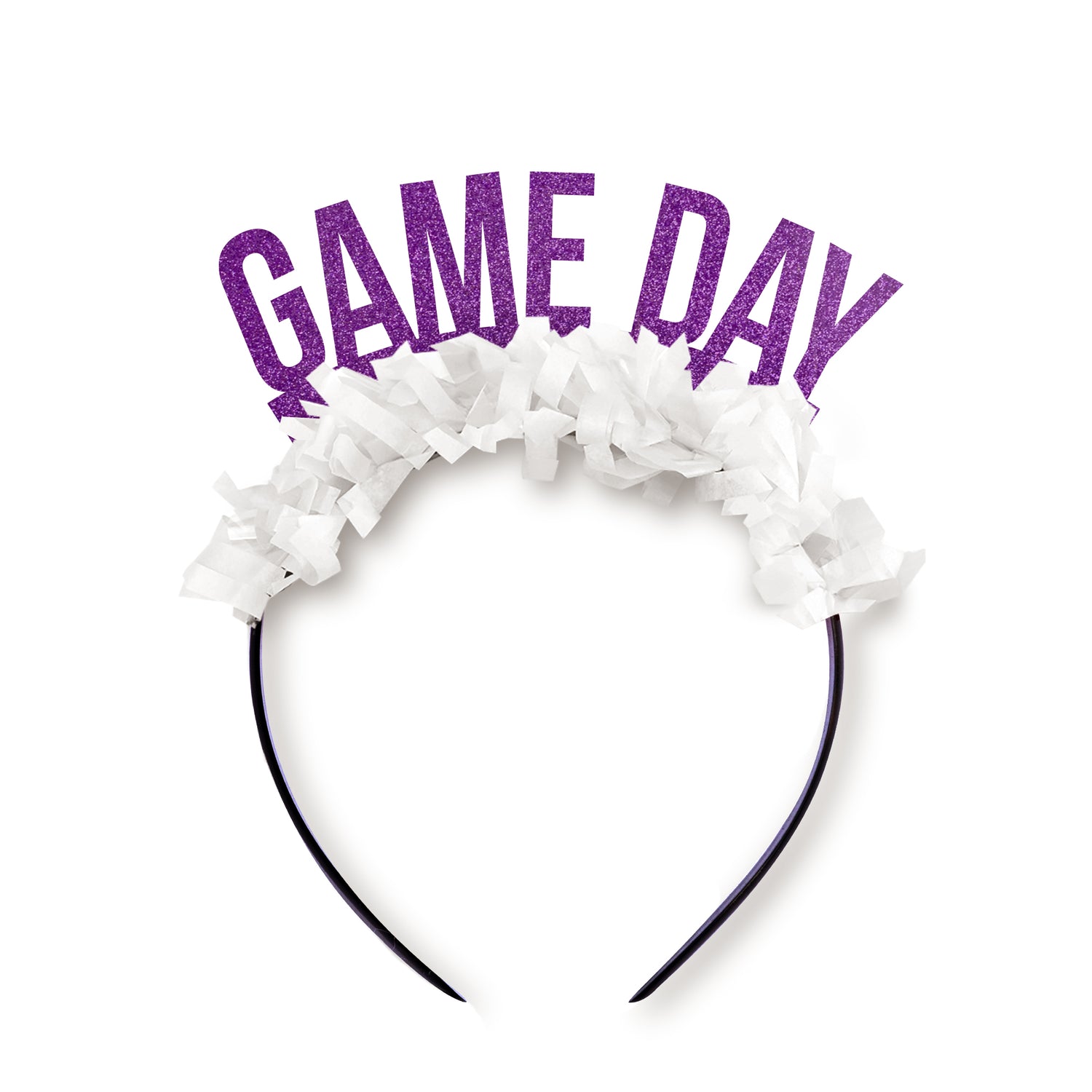 Texas Football Party Fangear for women - Texas "Game Day" Party Headband. Purple and White Game Day Party Headband