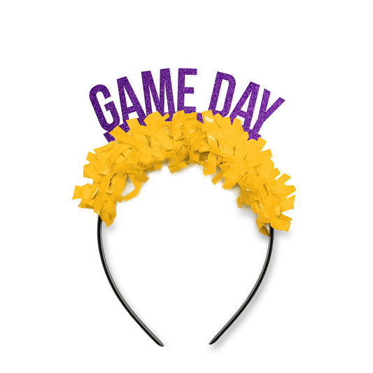 Purple and Yellow Louisiana Game Day Party Crown Headband - Tigers Fan Gear