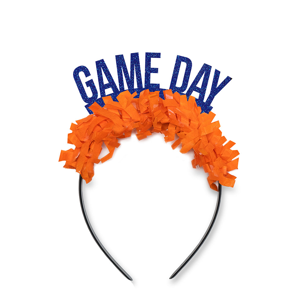 Royal and Orange Auburn Game Day Party crown headband