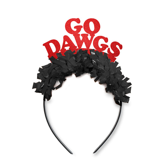 Georgia Game Day Party Headband in red and black that says Go Dawgs