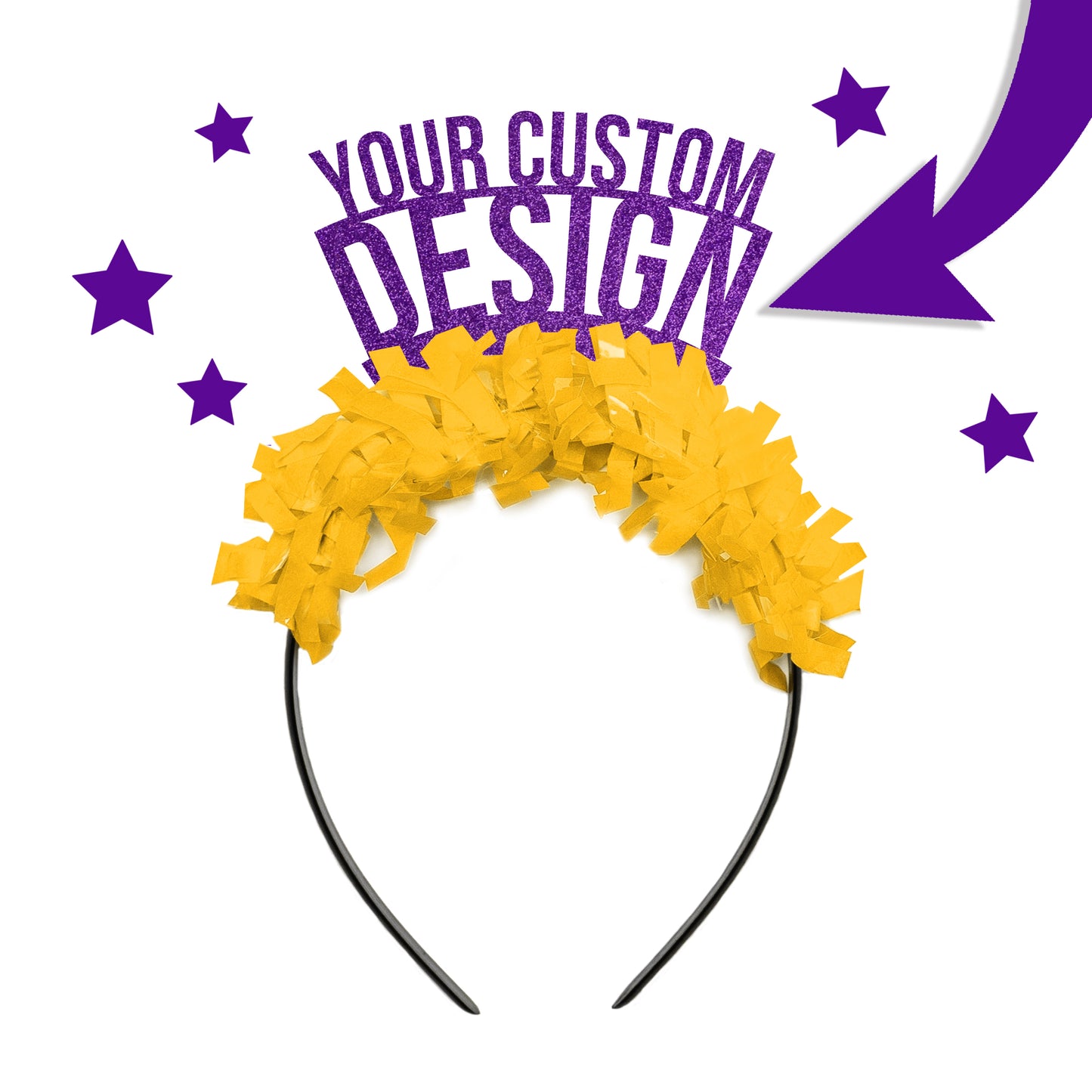 purple and yellow custom game day party headband crown