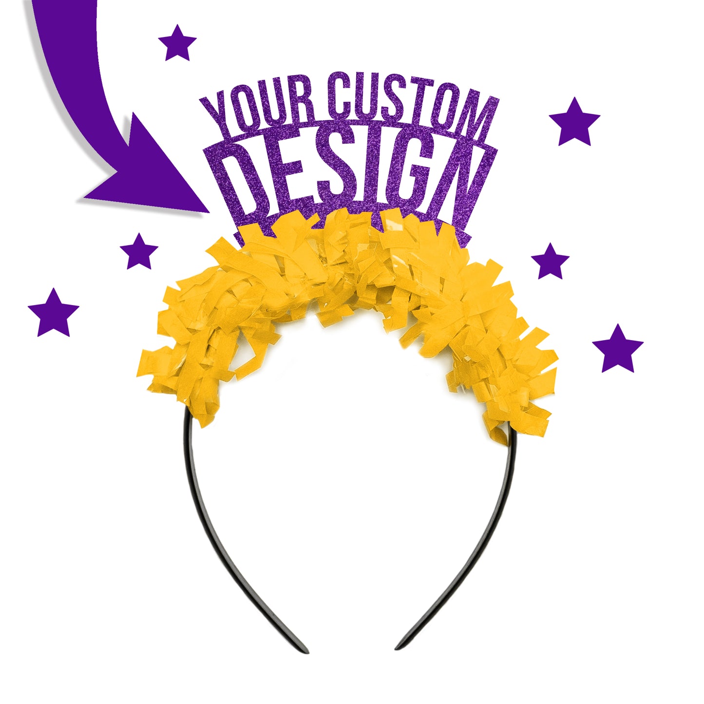 purple and yellow custom game day party headband crown