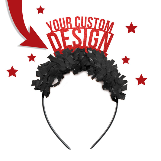 Red and black game day party headband crown