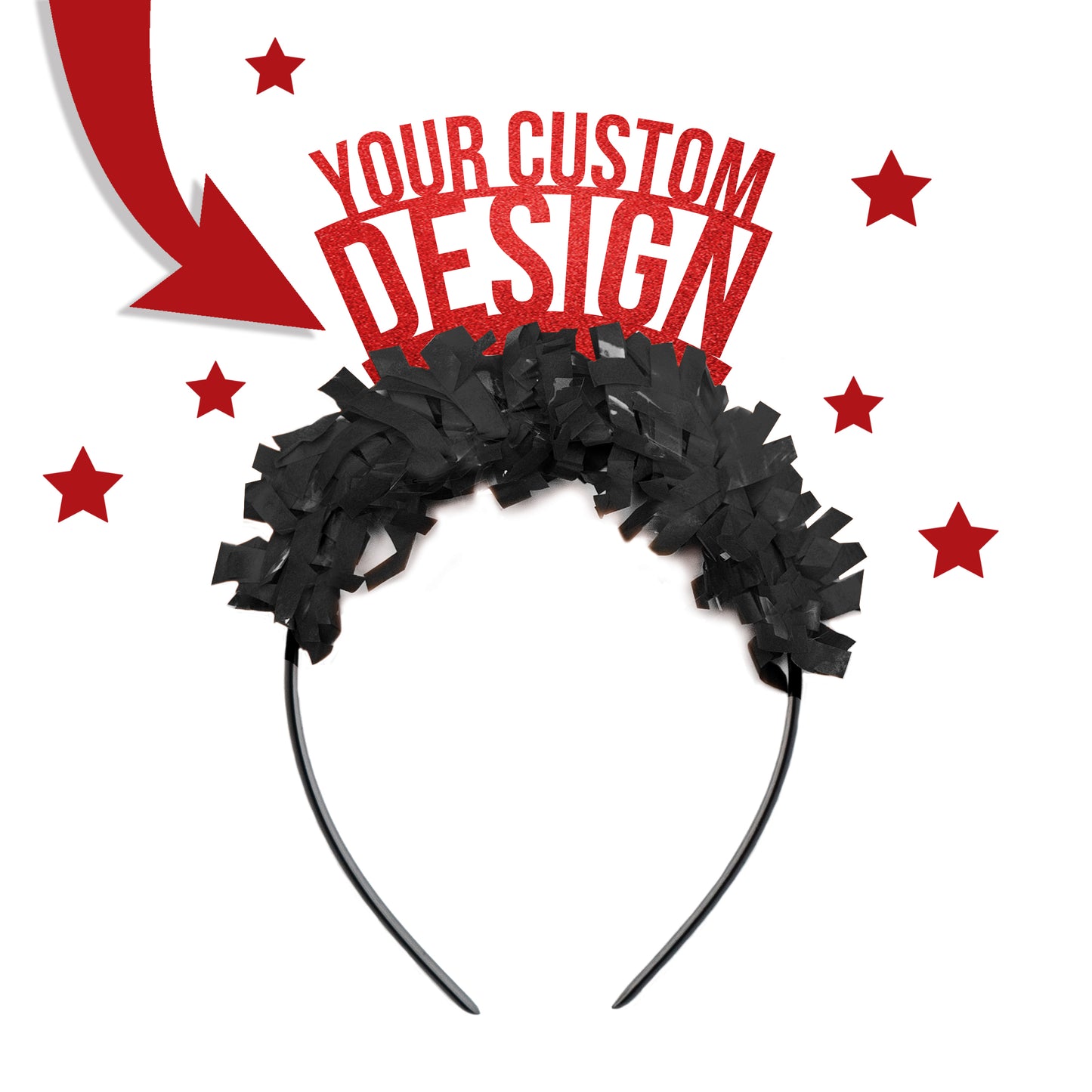 Red and black game day party headband crown