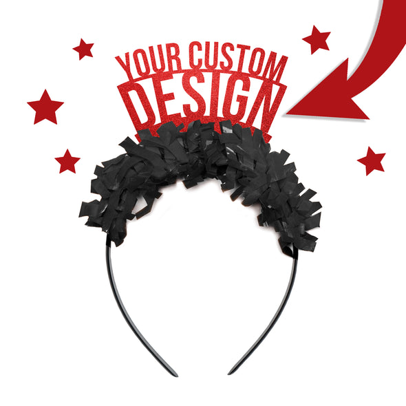 Red and black game day party headband crown