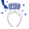 royal and white custom game day party headband