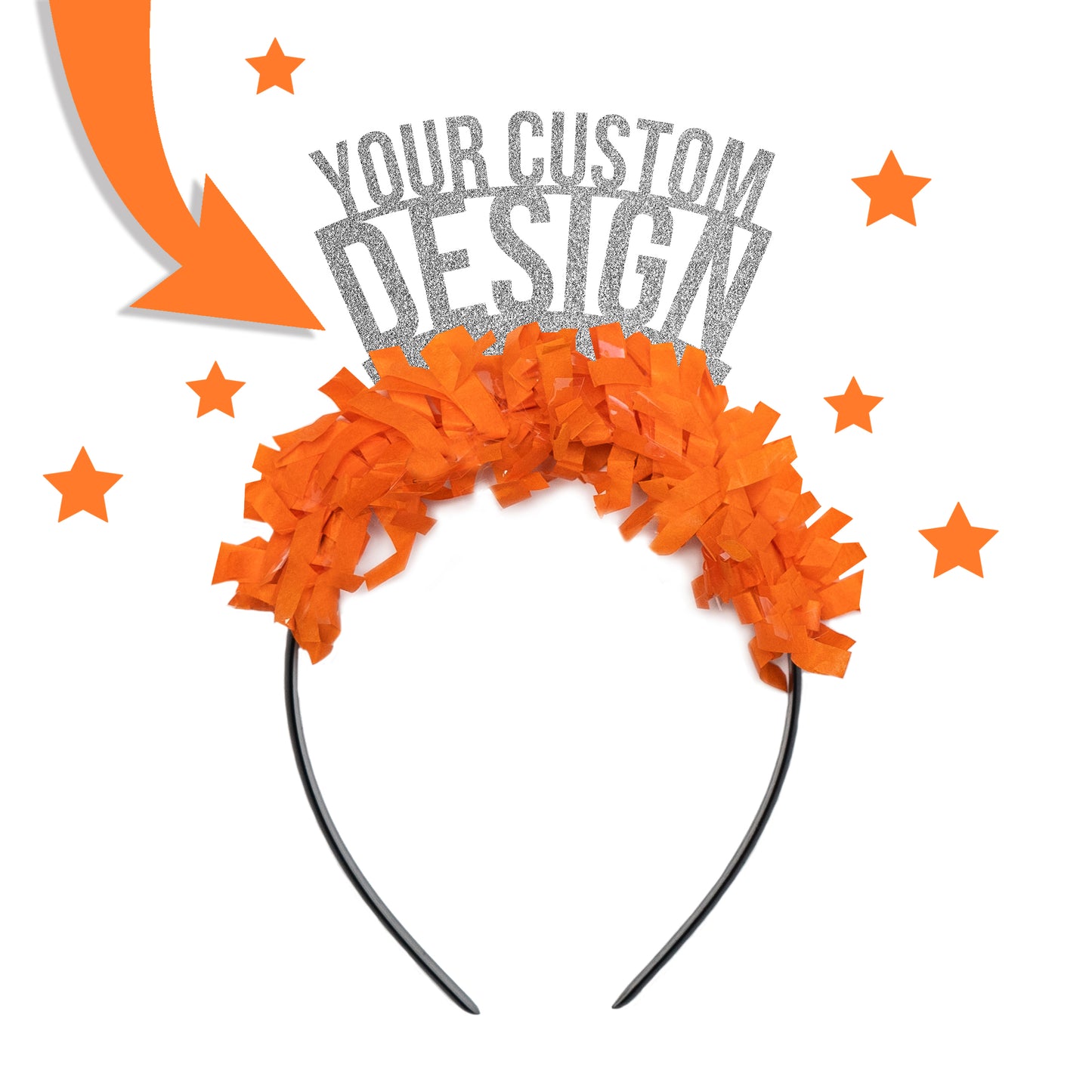 silver and orange custom game day party headband crown