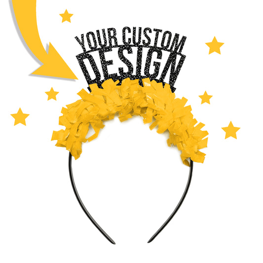 black and yellow custom game day party headband crown