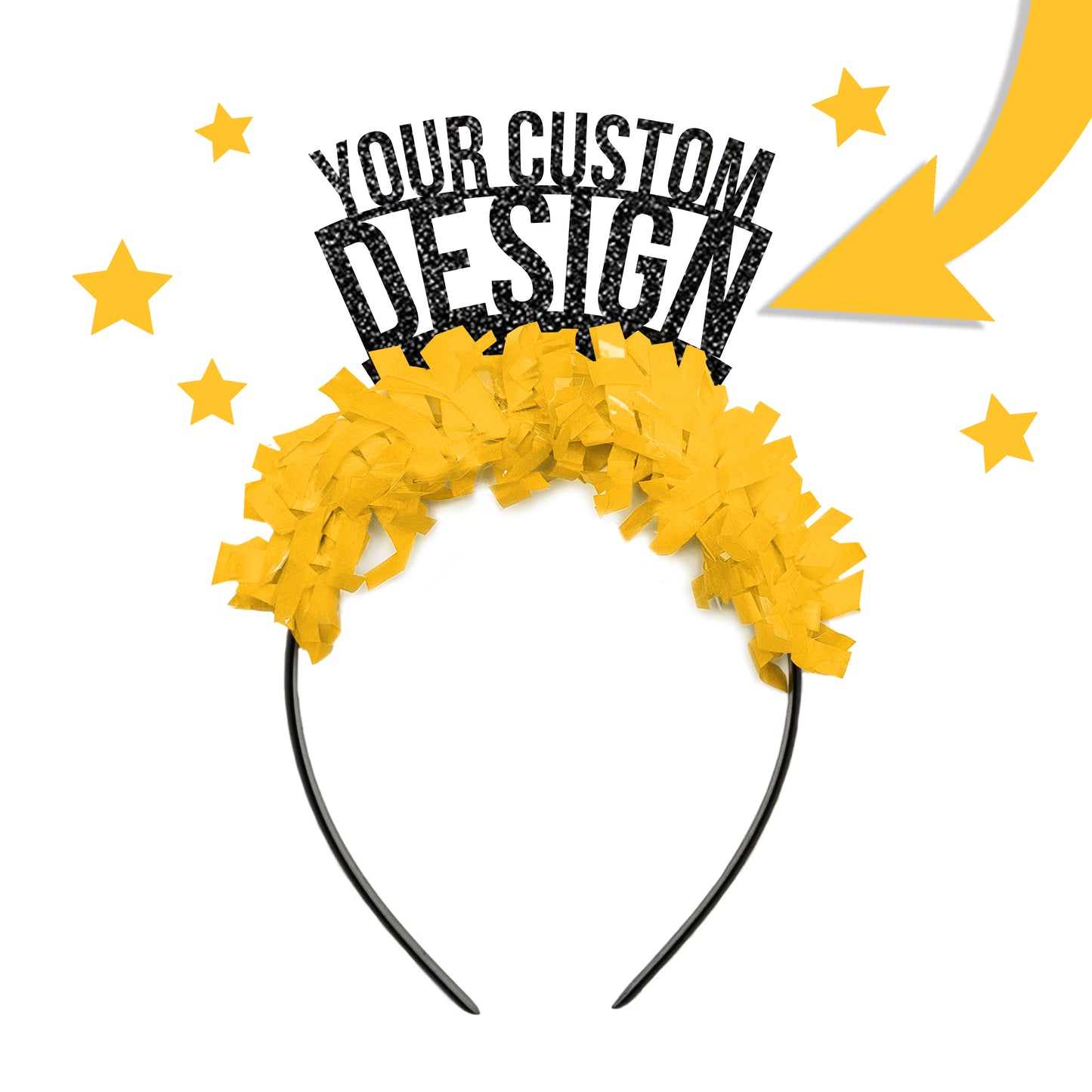 black and yellow custom game day party headband crown