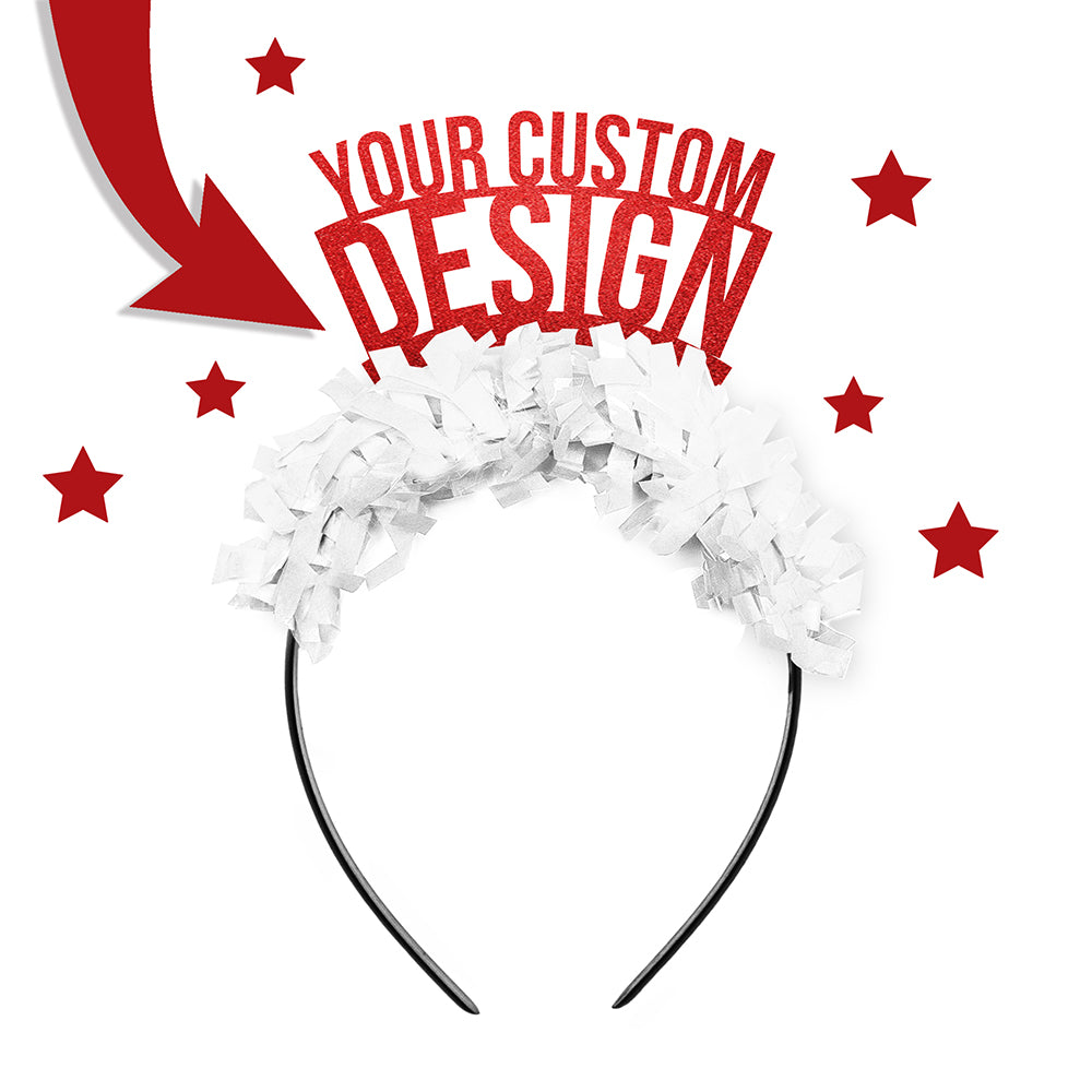 Red and white custom party crown headband