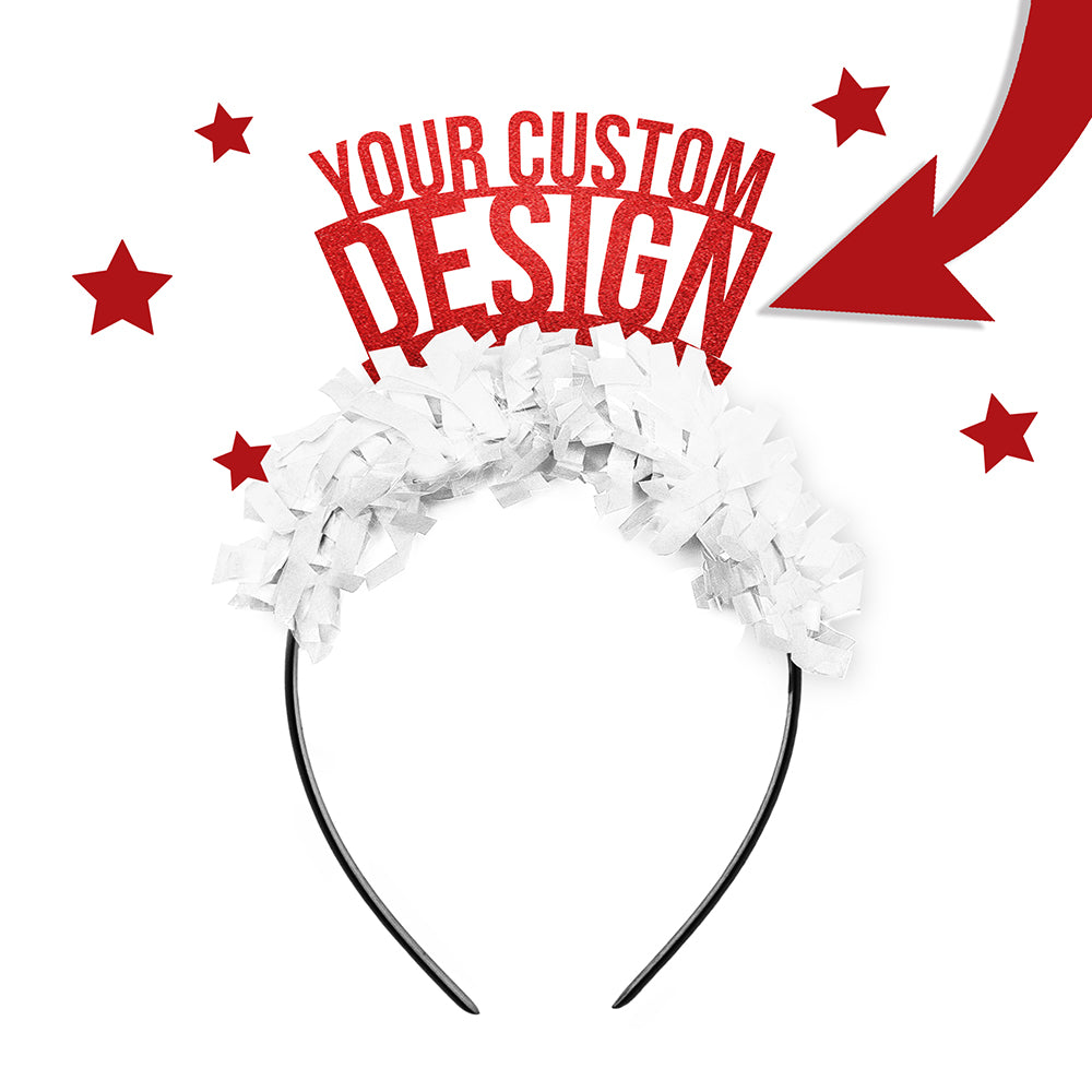 Red and white custom party crown headband