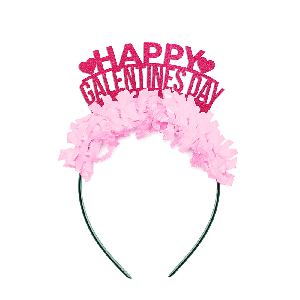 Valentines Galentines Day party headband that says HAPPY GALENTINES DAY