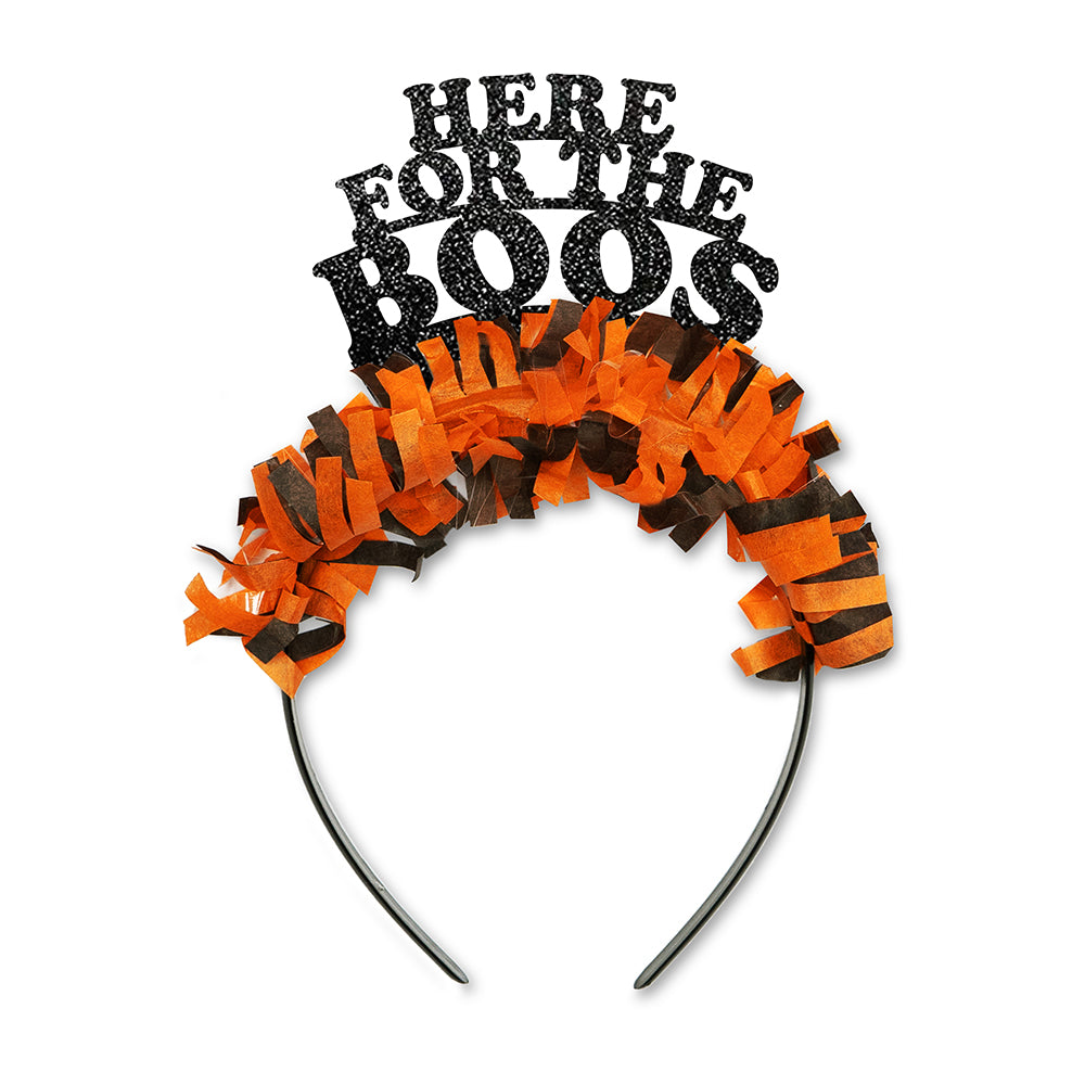 Funny Halloween Party Crown Headband "Here for the Boos" 