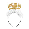 New Year's Eve Headband "Kiss me at Midnight" - gold and white