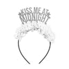 New Year's Eve Headband "Kiss me at Midnight" - silver and white