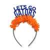Royal and Orange Florida Game Day Party crown headband that says Let's Go Gators