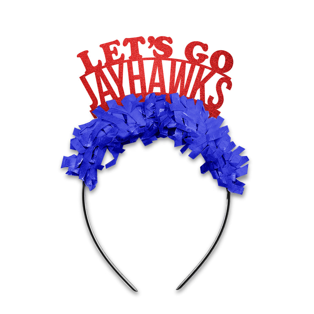 Kansas Jayhawks Game Day party headband in Red and Blue saying Let's Go Jayhawks